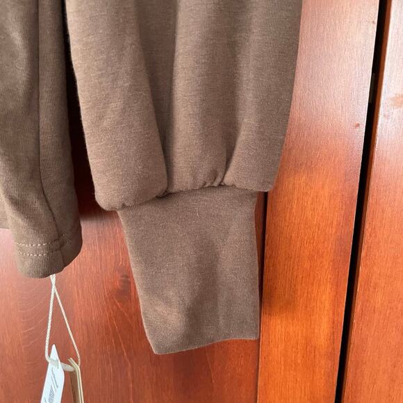 OGL Turtleneck Puff Sleeve Top Thermal Eco Mousse Mocha Brown Size Small NEW - Picture 5 of 8